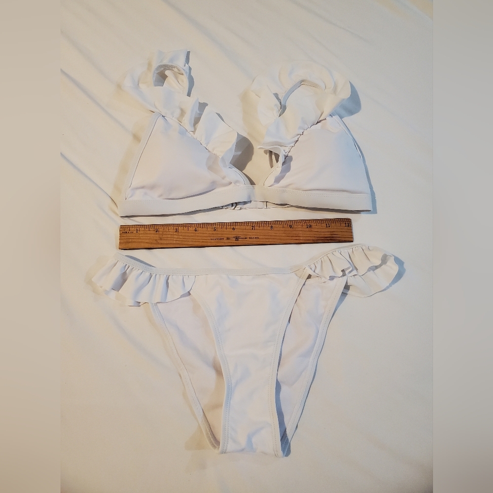 White Ruffled Bikini Set